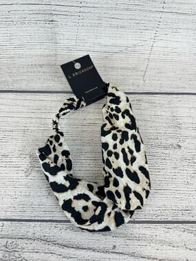 L.Erickson Women's Cheetah Cream & Black Elastic Infinity Headband
